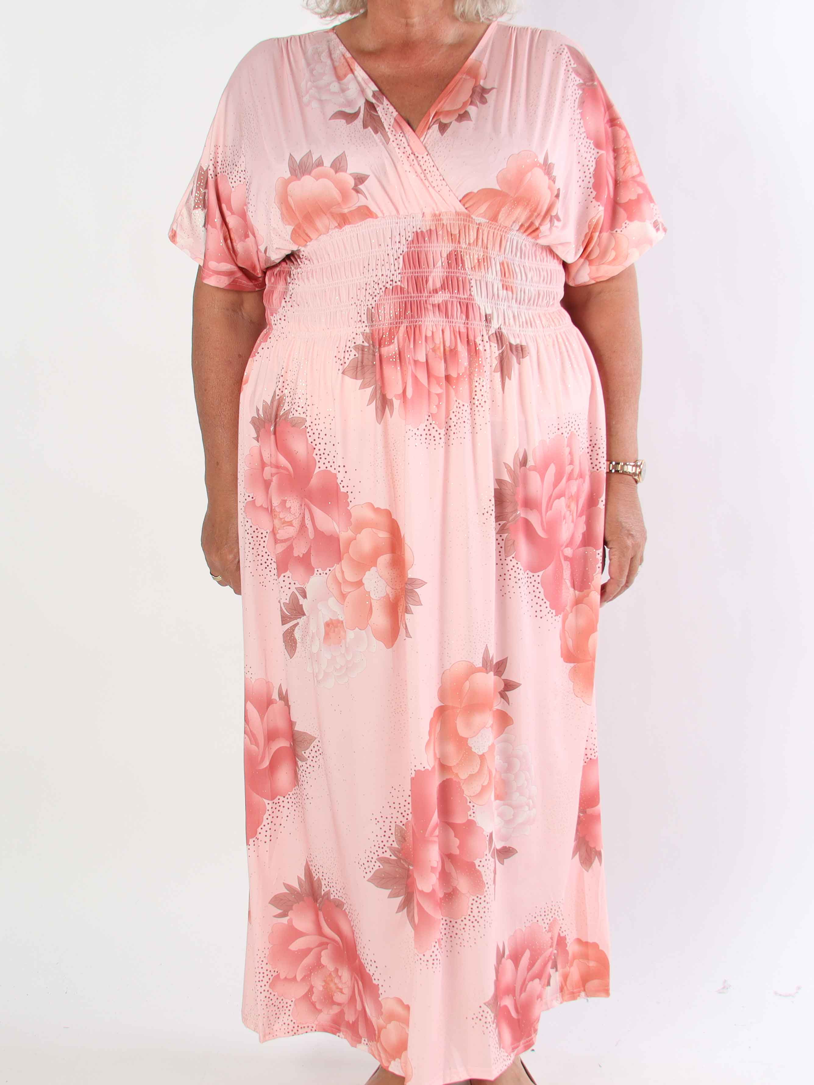 Pams Big Flower - Plus size elastisk kjole med blomster motiver